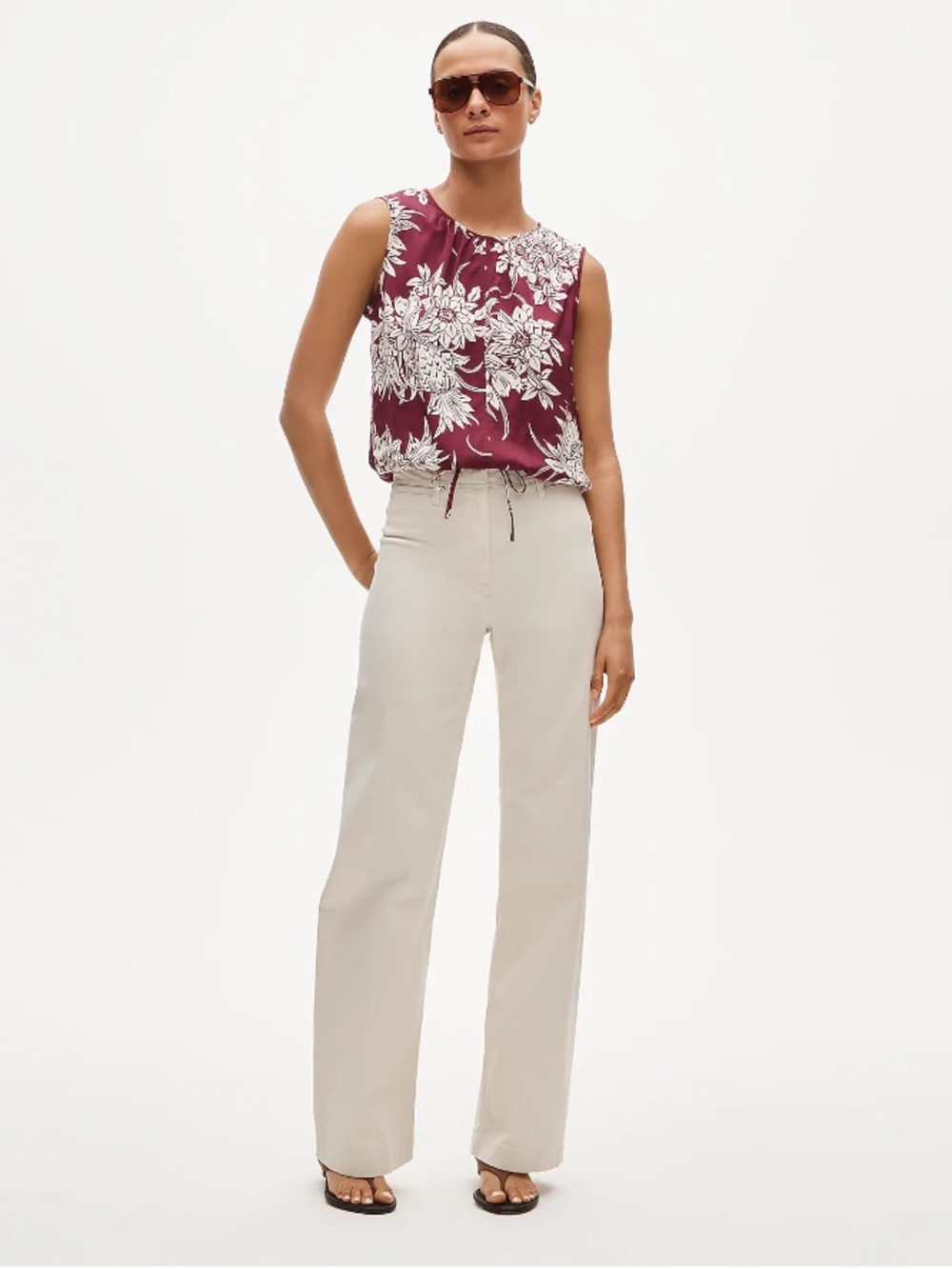 J crew natural Wide-leg trouser in chino